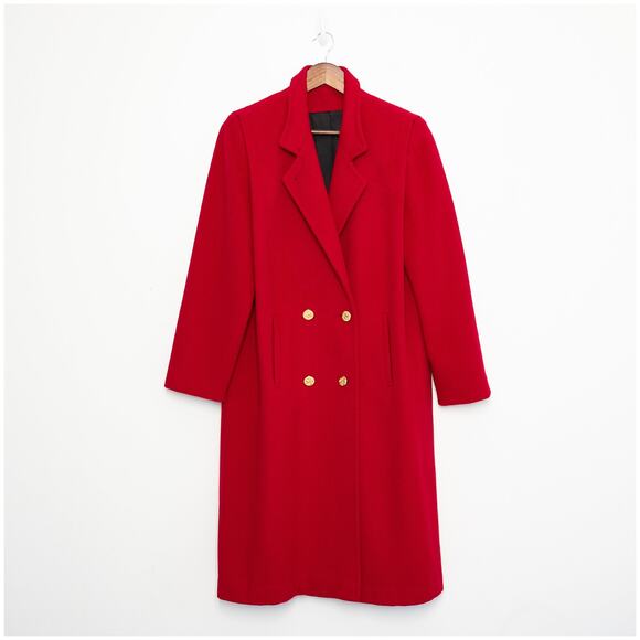 VTG Projections Ltd Double Breasted Wool Coat Classic Tailored Red Made USA M/L - Picture 1 of 9